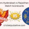 sunrisers hyderabad vs rajasthan royals match scorecard
