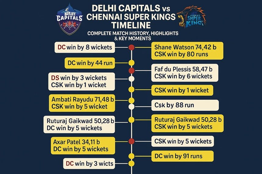 delhi capitals vs chennai super kings timeline