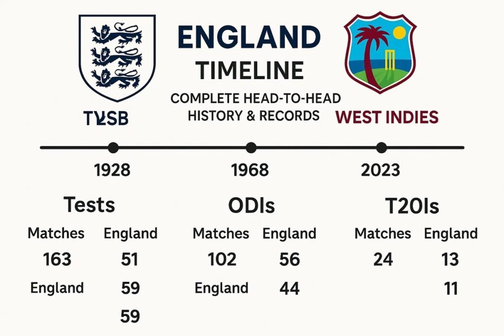 england cricket team vs west indies cricket team timeline
