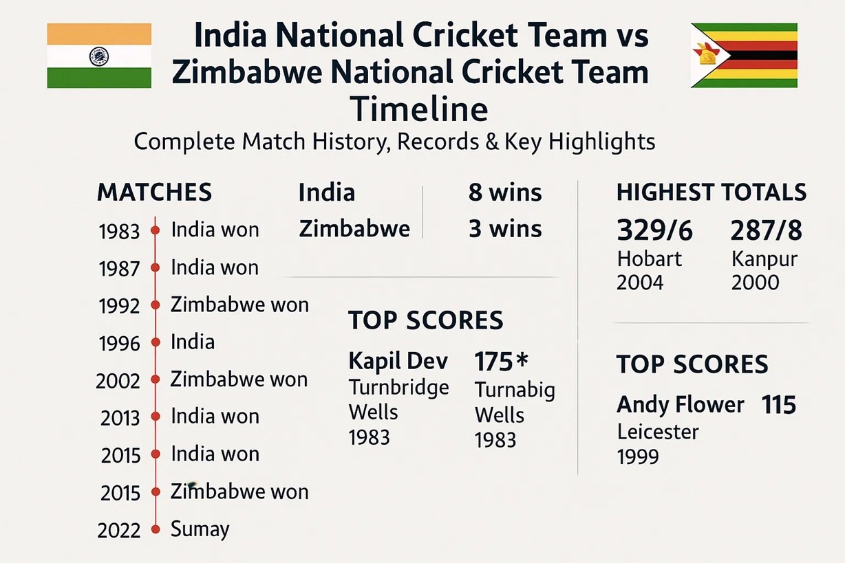 india national cricket team vs zimbabwe national cricket team timeline