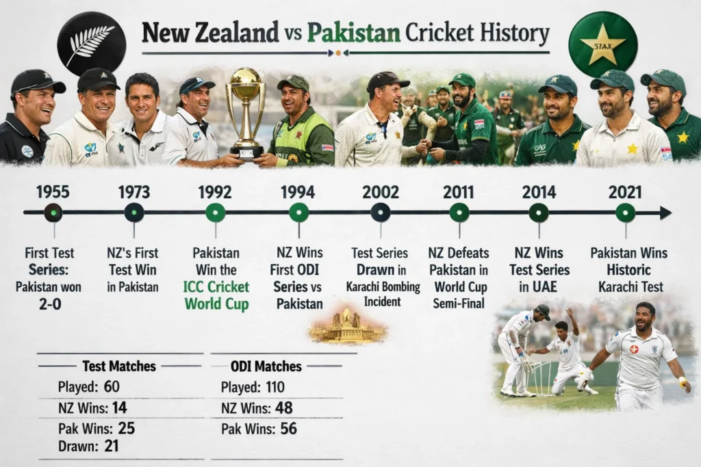 new zealand national cricket team vs pakistan national cricket team timeline