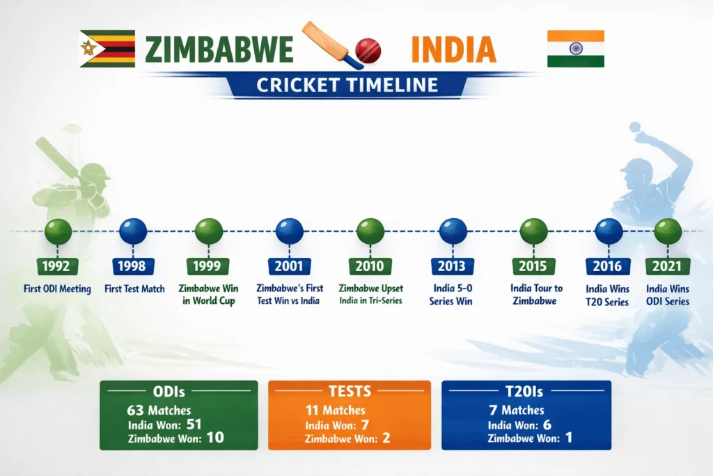 zimbabwe national cricket team vs india national cricket team timeline