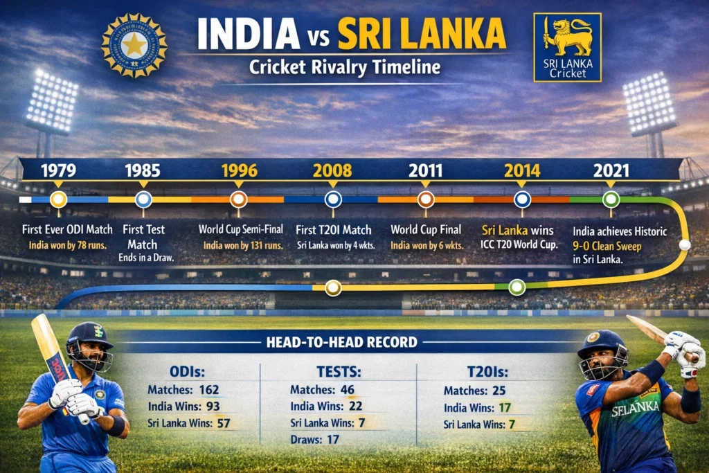 india national cricket team vs sri lanka national cricket team timeline